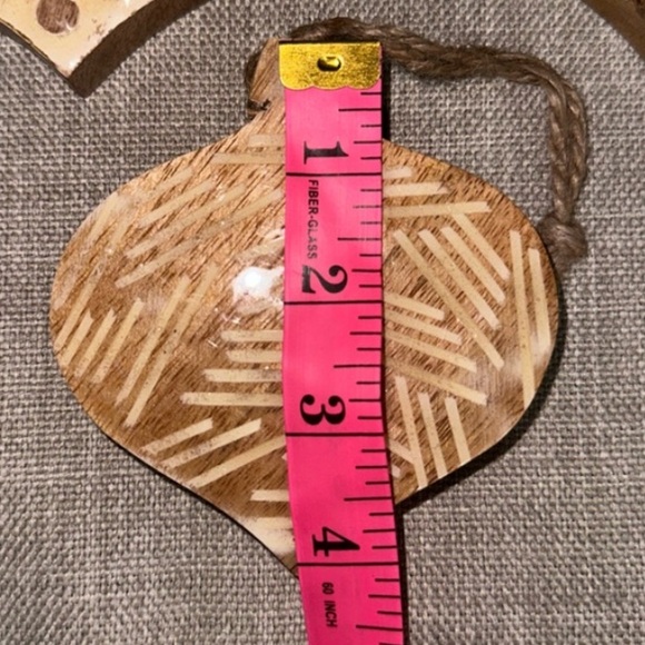 New Set of 3 mango wood ornaments, Sam + Ollie modern farmhouse, Christmas, gift - Picture 13 of 14